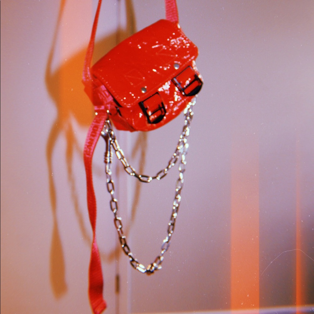 Zadig & Voltaire Shiny Red Patent Crossbody with Silver Chain